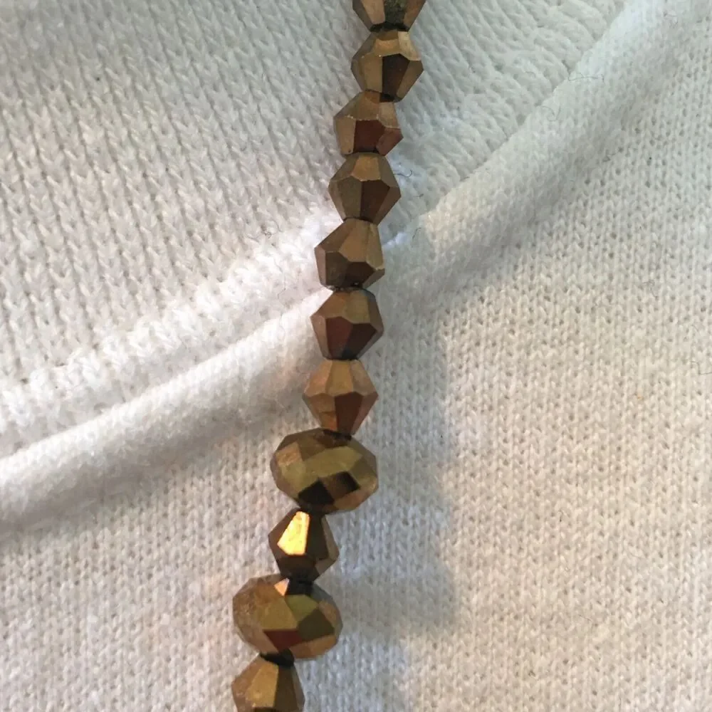 Handmade Tassel Necklace 33in Bronze Metallic Coated Glass Beads